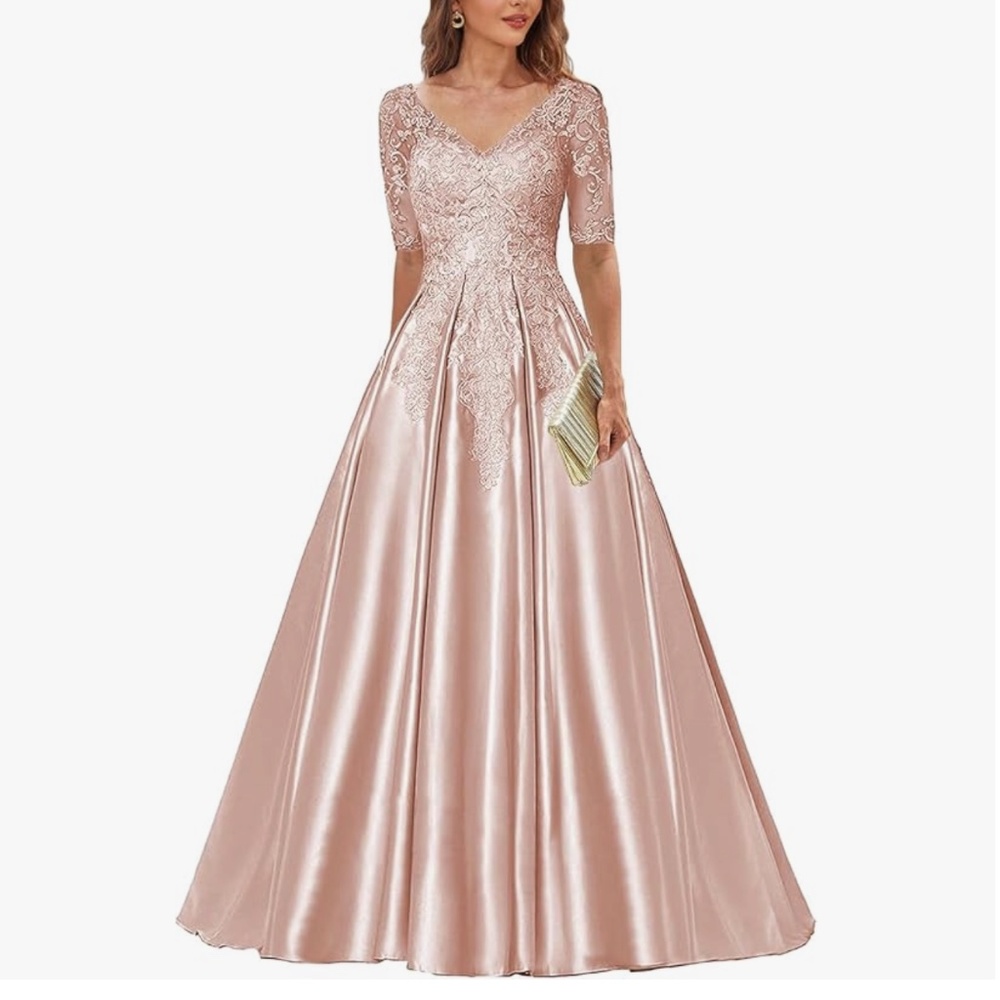 Lace Satin Formal Evening Gown